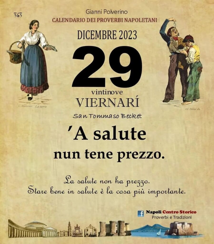 O PRUVERBIO D O JUORNO. Venerdì 29 dicembre 2023