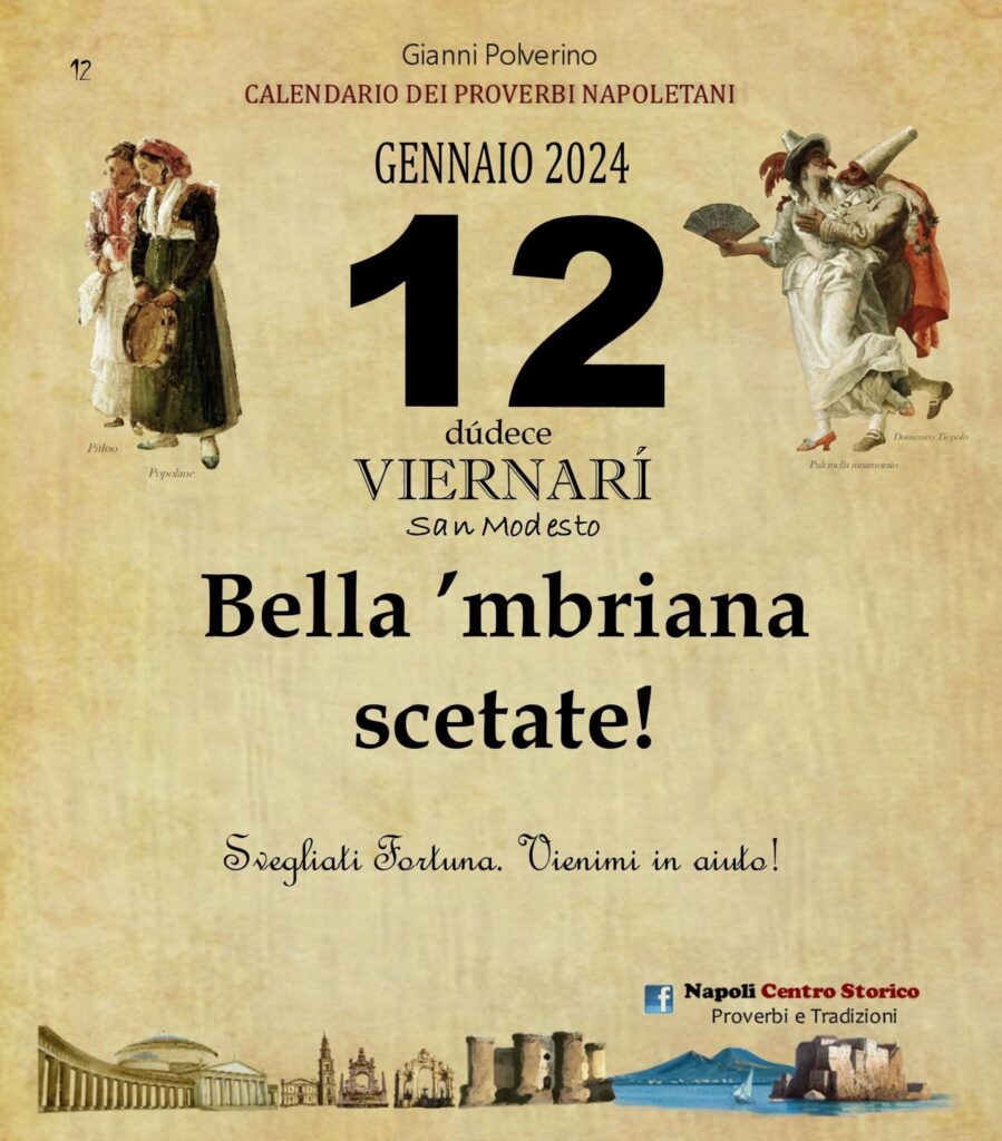 O PRUVERBIO D O JUORNO. Venerdì 12 gennaio 2024