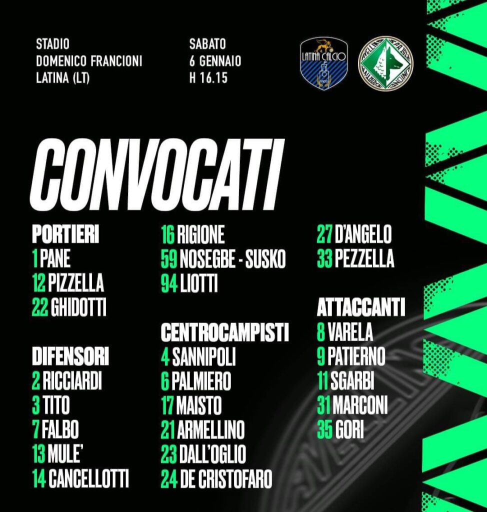 Calcio, Latina Avellino. I convocati di mister Pazienza, in lista Liotti e De Cristofaro