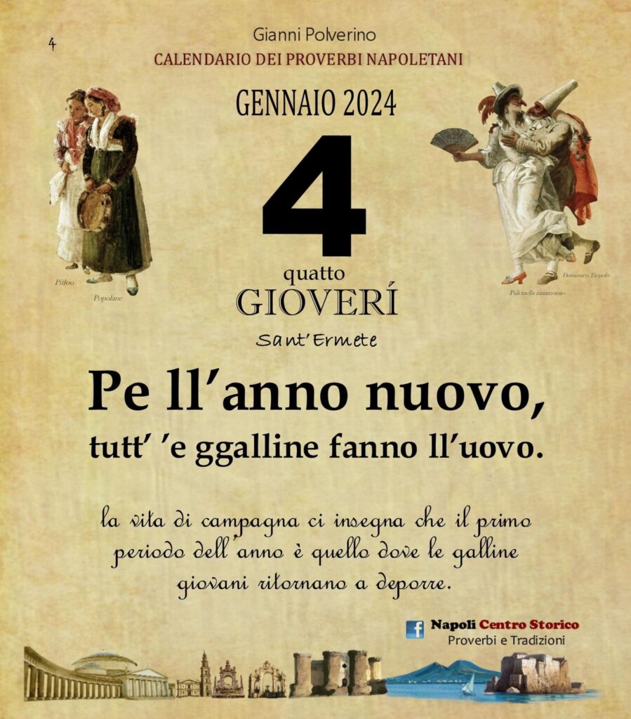 O PRUVERBIO D O JUORNO. Giovedì 4 gennaio 2024