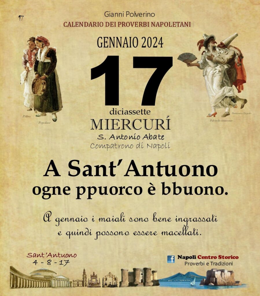 O PRUVERBIO D O JUORNO. Mercoledì 17 gennaio 2024
