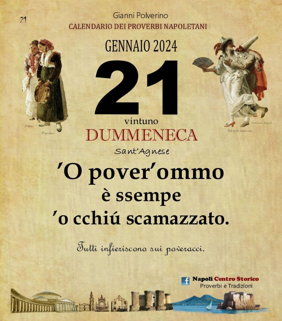 O PRUVERBIO D O JUORNO. Domenica 21 gennaio 2024