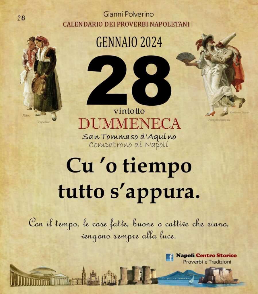 O PRUVERBIO D O JUORNO. Domenica 28 gennaio 2024