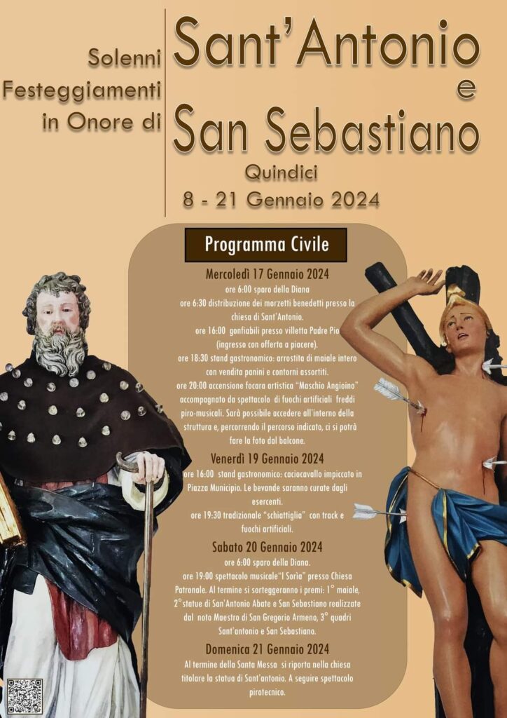 QUINDICI (AV). Inizia la Festa di SantAntonio e San Sebastiano: Tradizioni, Gastronomia e Spettacoli di Fuoco