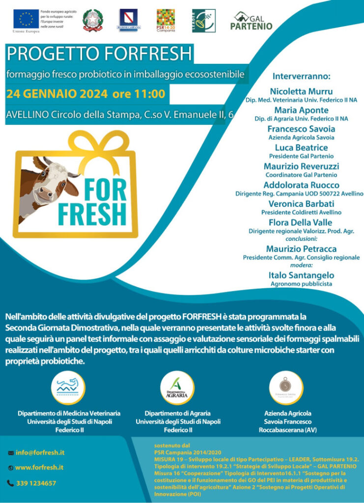 Forfresh, ad Avellino si presentano i risultati del progetto sul nuovo formaggio fresco probiotico