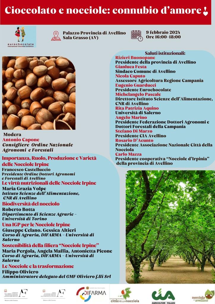 AVELLINO. A Eurochocolate Avellino il Convegno Cioccolato e nocciole: connubio d’amore! Al centro del confronto la filiera corilicola irpina e la sua valorizzazione AVELLINO. A Eurochocolate Avellino il Convegno Cioccolato e nocciole: connubio d’amore! Al centro del confronto la filiera corilicola irpina e la sua valorizzazione