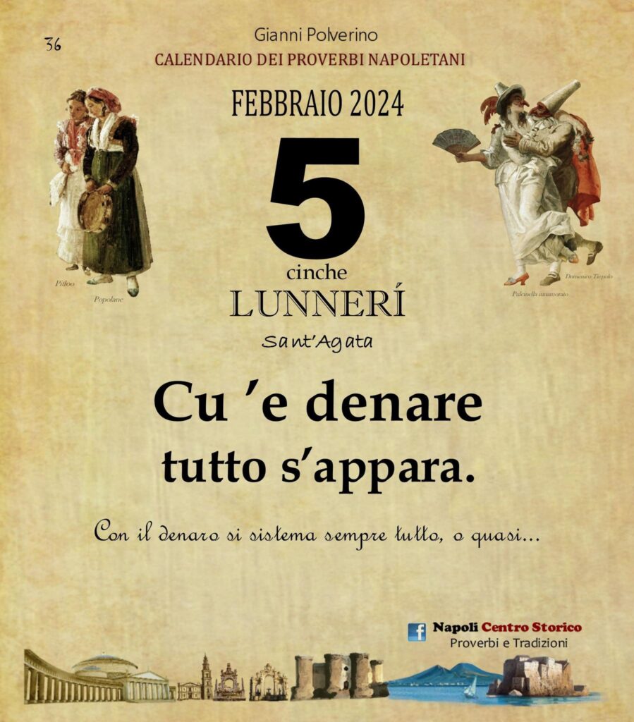O PRUVERBIO D O JUORNO.  Lunedì 5 febbraio 2024