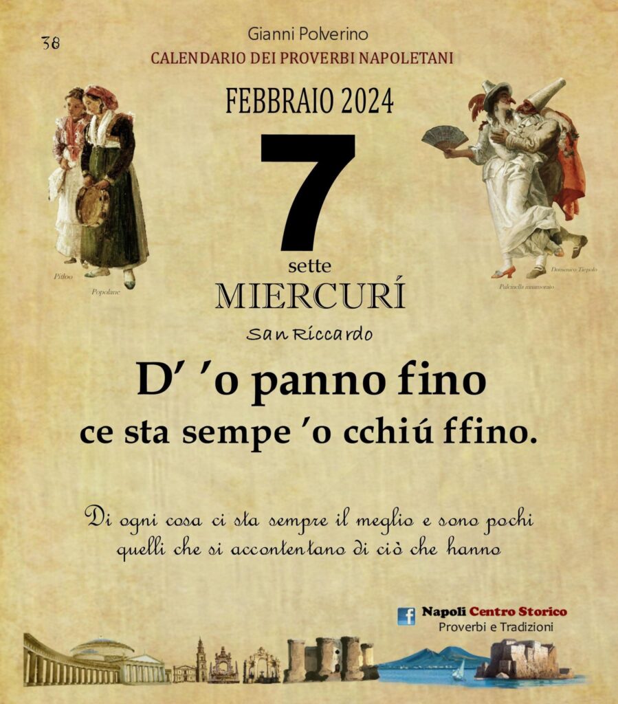 O PRUVERBIO D O JUORNO. Mercoledì 7 febbraio 2024