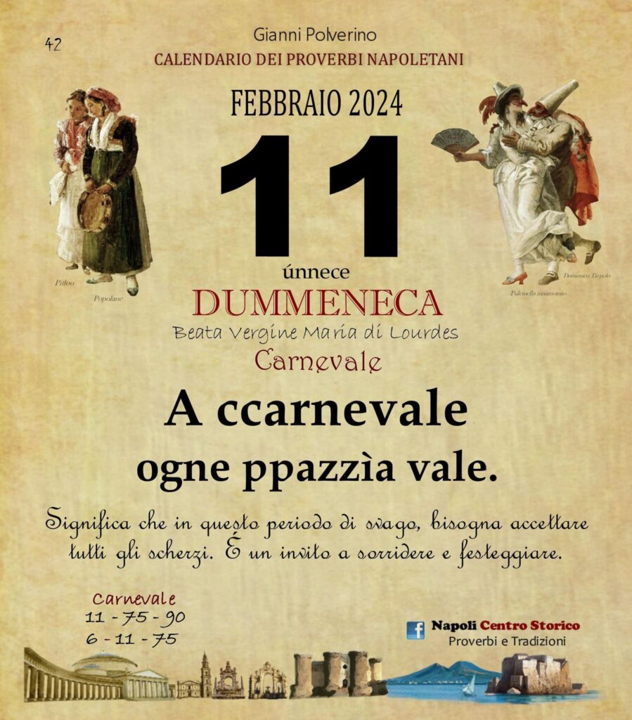 O PRUVERBIO D O JUORNO. Domenica 11 febbraio 2024
