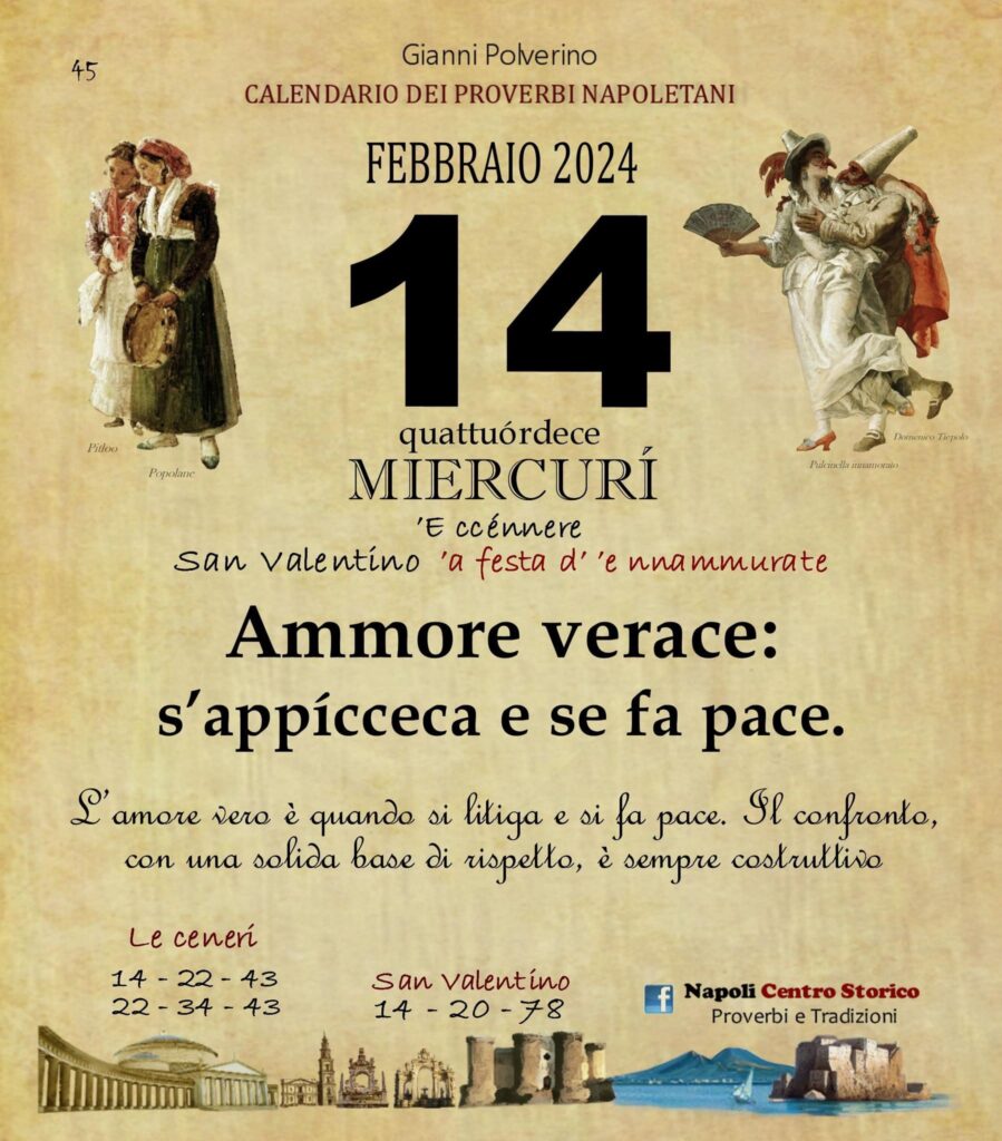 O PRUVERBIO D O JUORNO. Mercoledì 14 febbraio 2024