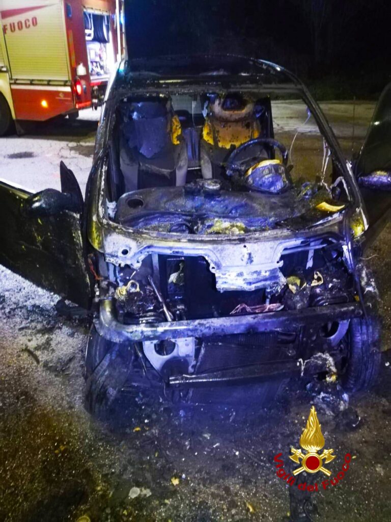 I Vigili del Fuoco di Avellino domano le Fiamme: Incendio di unAuto al Rione Parcoad Avellino