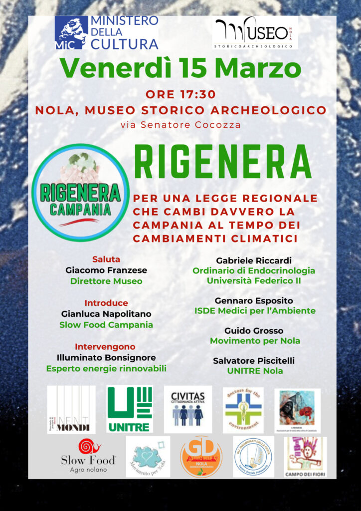 Rigenera Campania, venerdì 15 a Nola la legge di iniziativa popolare per difendere lambiente Rigenera Campania, venerdì 15 a Nola la legge di iniziativa popolare per difendere lambiente