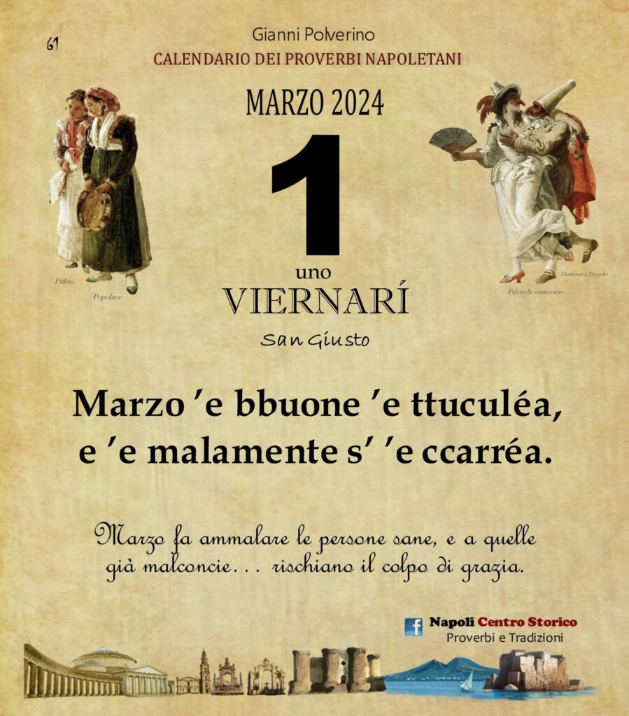 O PRUVERBIO D O JUORNO. Venerdì 1 marzo 2024