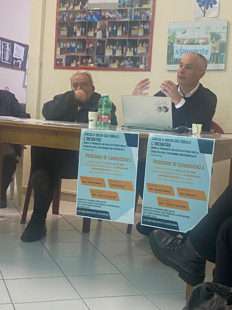 Ciclo di studi sullautonomia differenziata a Baiano: Il dott. Fedele Valentino analizza le ragioni della disparità Nord/Sud post unitario