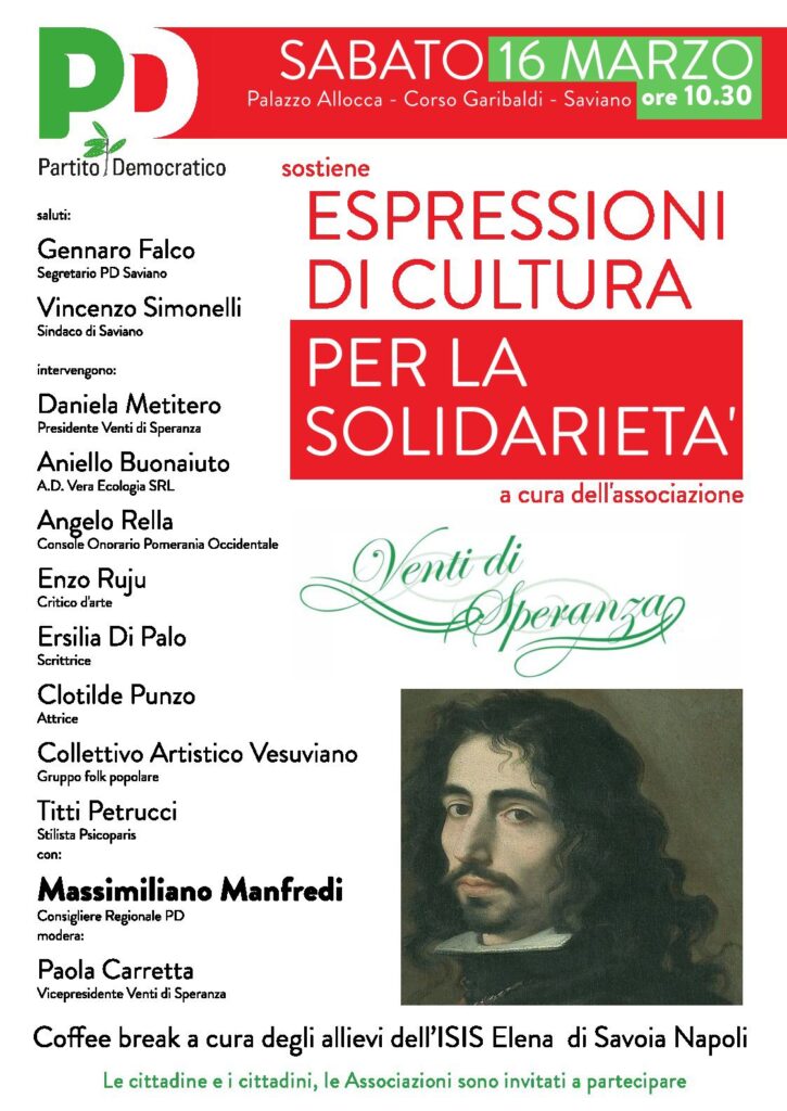 Conferenza a Saviano: Cultura Politica e Solidarietà a Sostegno di Venti di Speranza Conferenza a Saviano: Cultura Politica e Solidarietà a Sostegno di Venti di Speranza