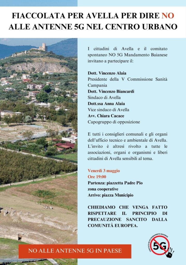 AVELLA. Fiaccolata contro linstallazione delle antenne 5G: il paese si mobilita per la salute pubblica