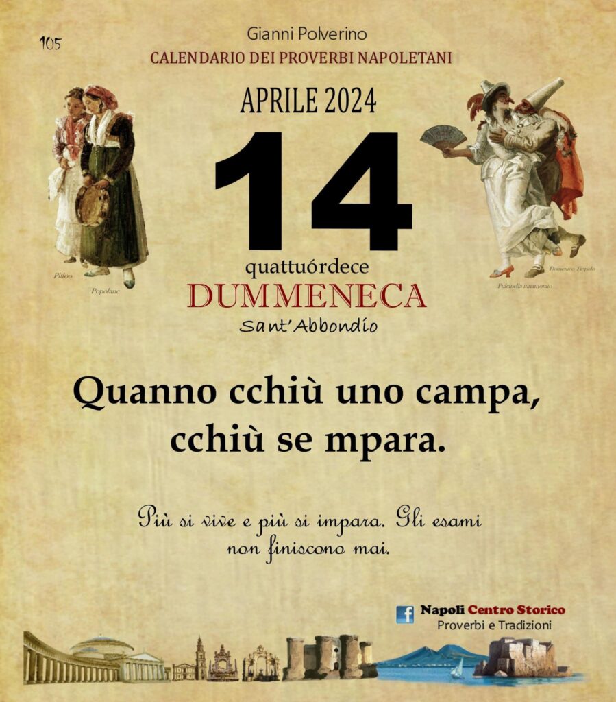 O PRUVERBIO D O JUORNO. Domenica 14 aprile 2024