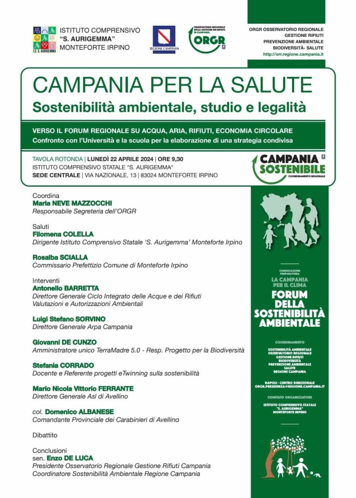 Monteforte. Una tavola rotonda per la salute della Campania: Sostenibilità Ambientale, Studio e Legalità