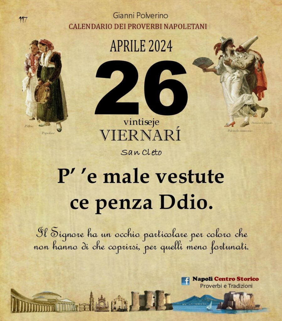 O PRUVERBIO D O JUORNO. Venerdì 26 aprile 2024