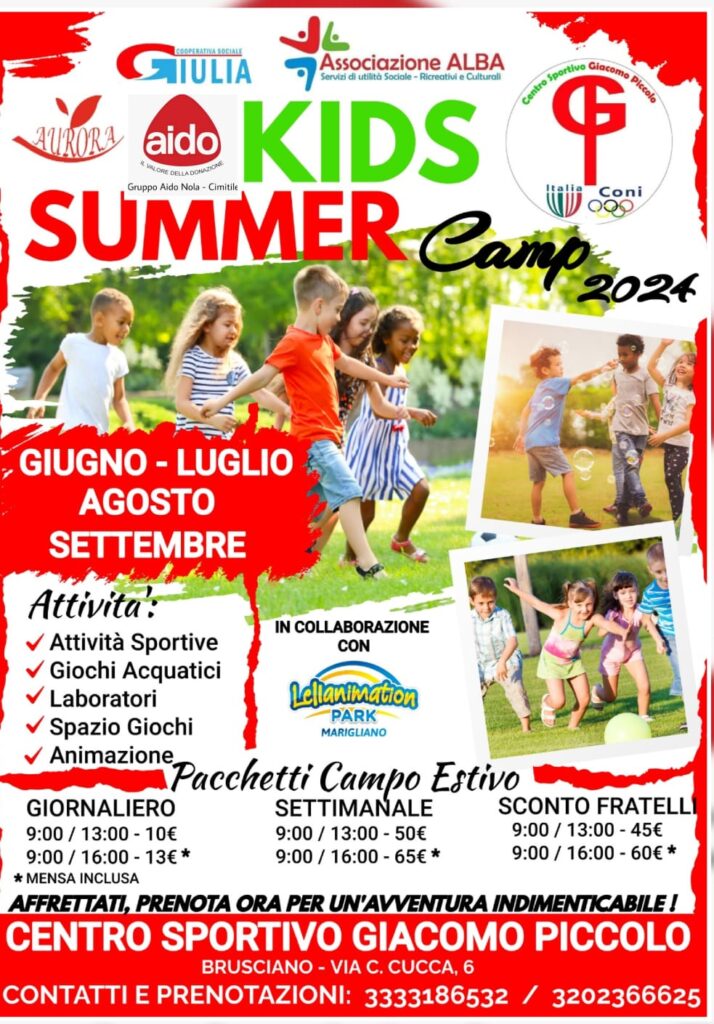E...state con noi: Torna il Kid Summer Camp 2024 organizzato da Aido Nola Cimitile e Cooperativa Giulia
