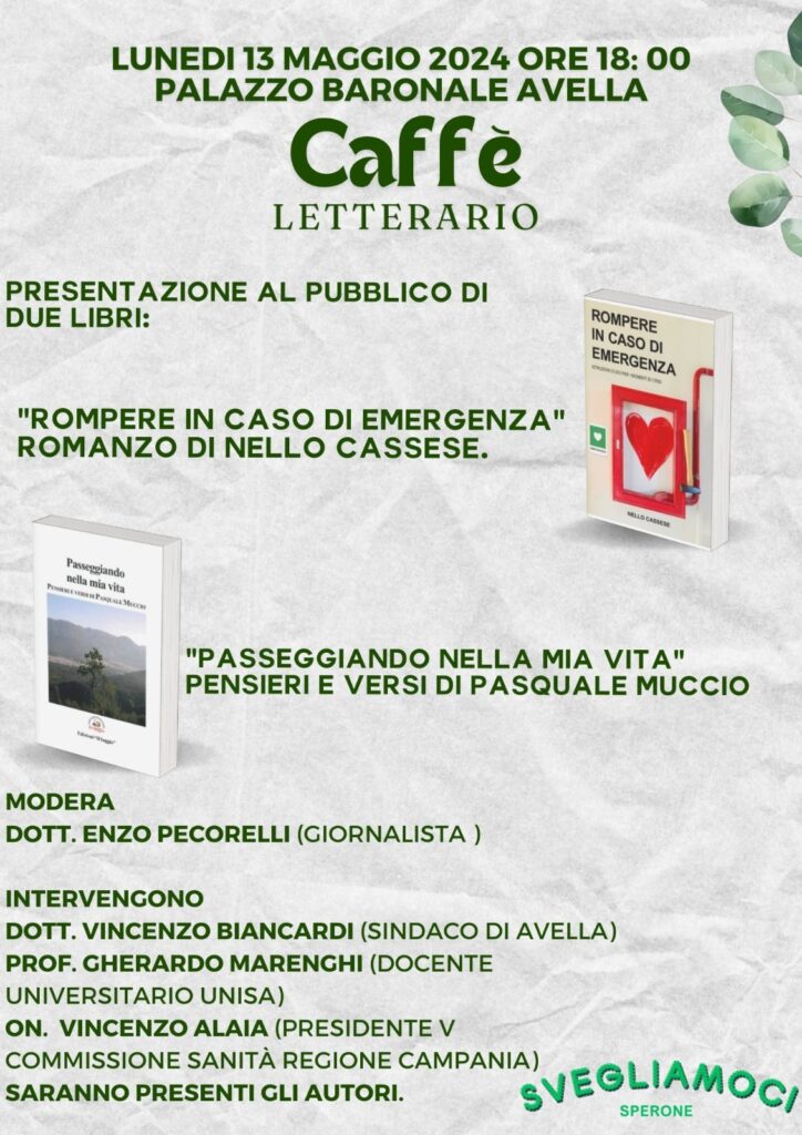 Presentazione di due opere letterarie presso il Palazzo Baronale di Avella lunedì 13 maggio