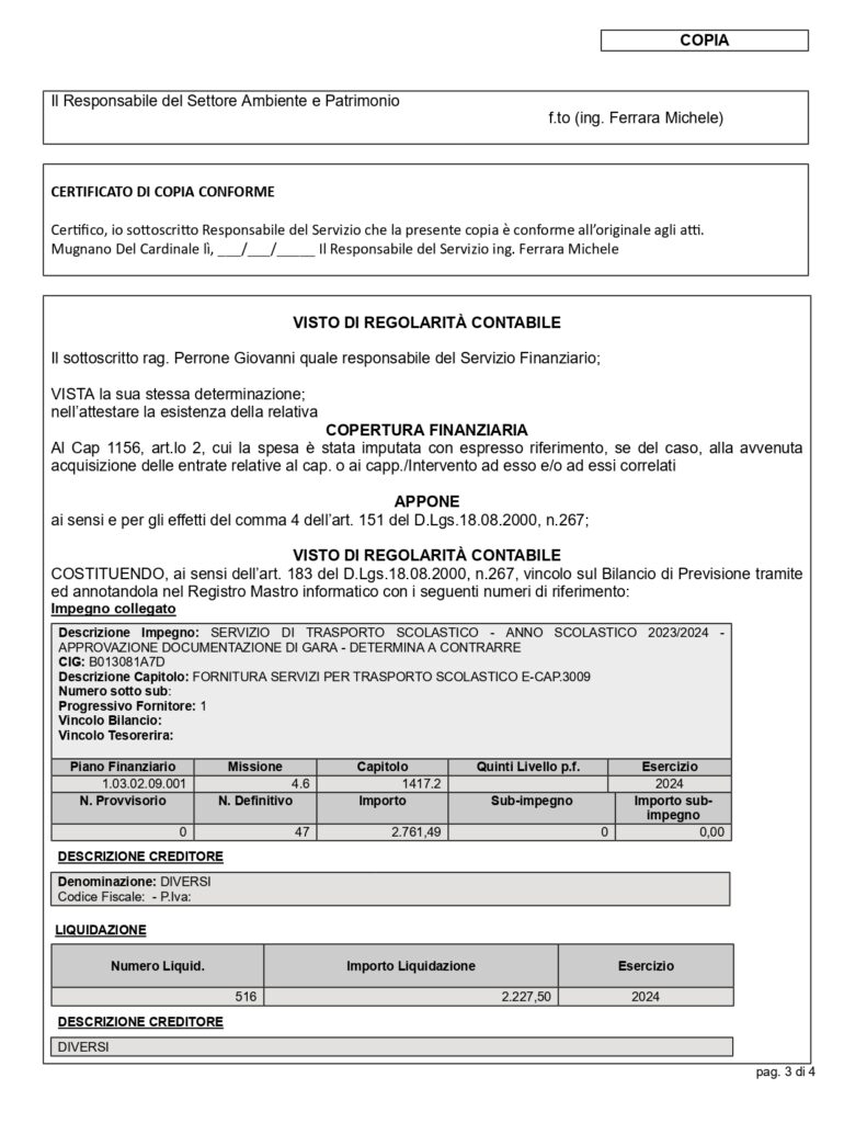 MUGNANO DEL CARDINALE.  Caso del Trasporto scolastico  Scuolabus. La diffida dei consiglieri di opposizione