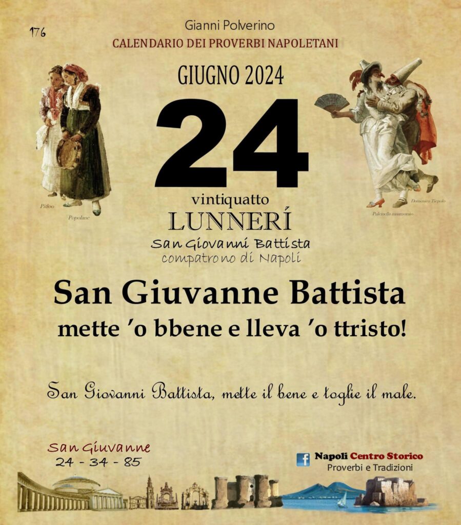 O PRUVERBIO D O JUORNO. Lunedì 24 giugno 2024