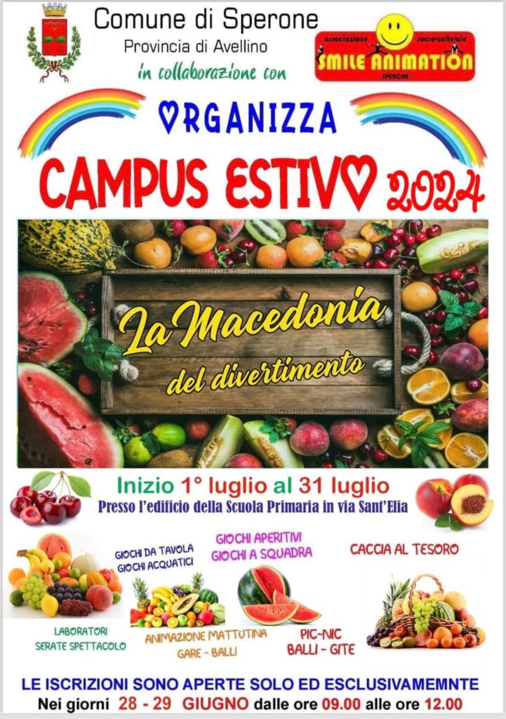 SPERONE. Dal 1° luglio riparte con gioia il Campus estivo targato Smile Animation.