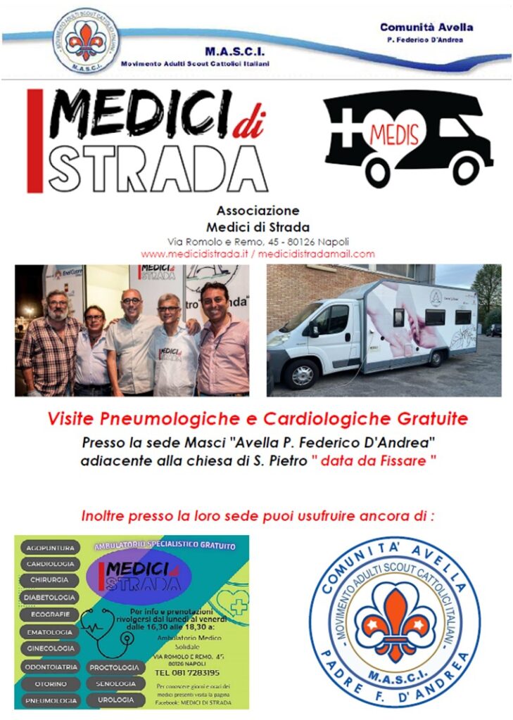 La Comunità M.A.S.C. I. Avella P. Federico DAndrea ospita l’Associazione Medici di Strada. La Comunità M.A.S.C. I. Avella P. Federico DAndrea ospita l’Associazione Medici di Strada.