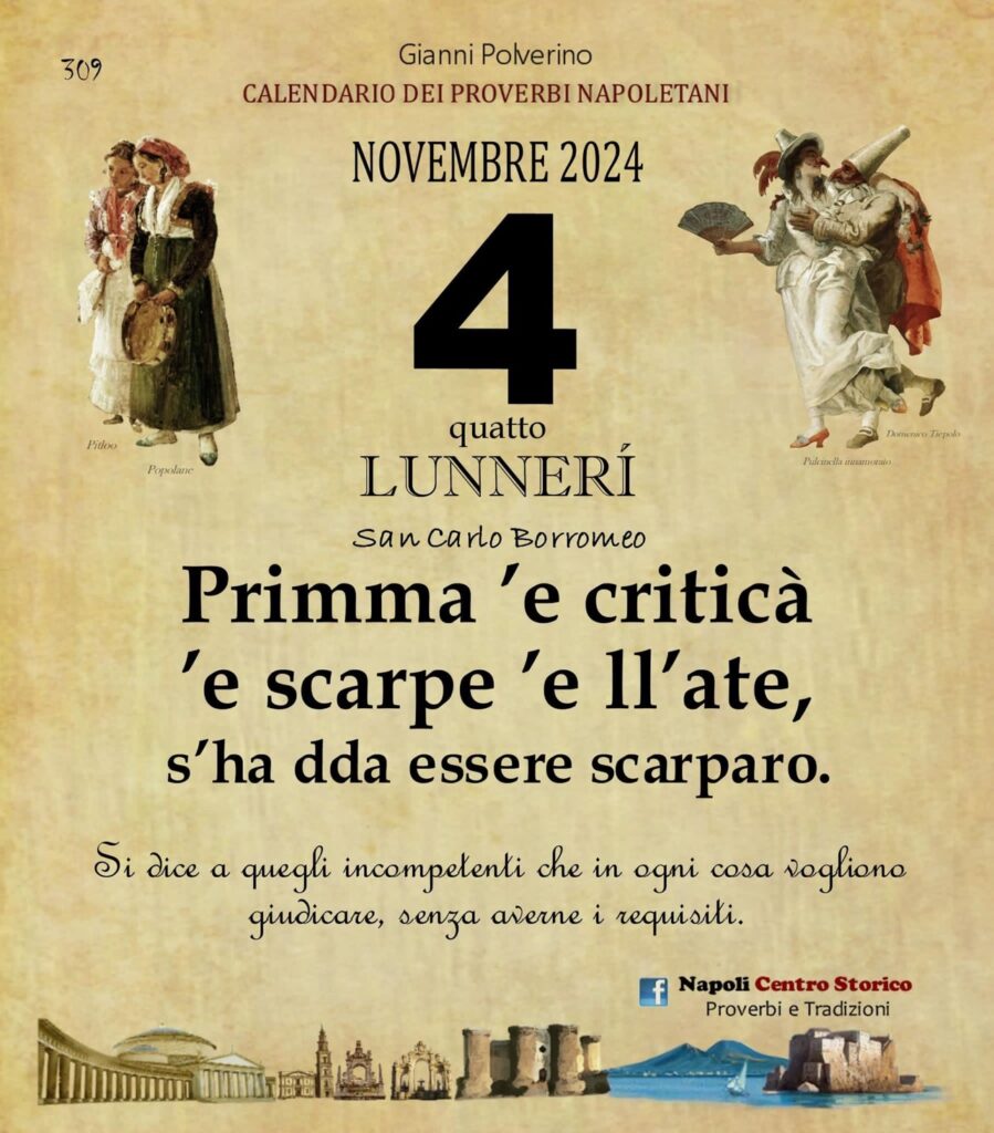 O PRUVERBIO D O JUORNO. Lunedì 4 novembre 2024