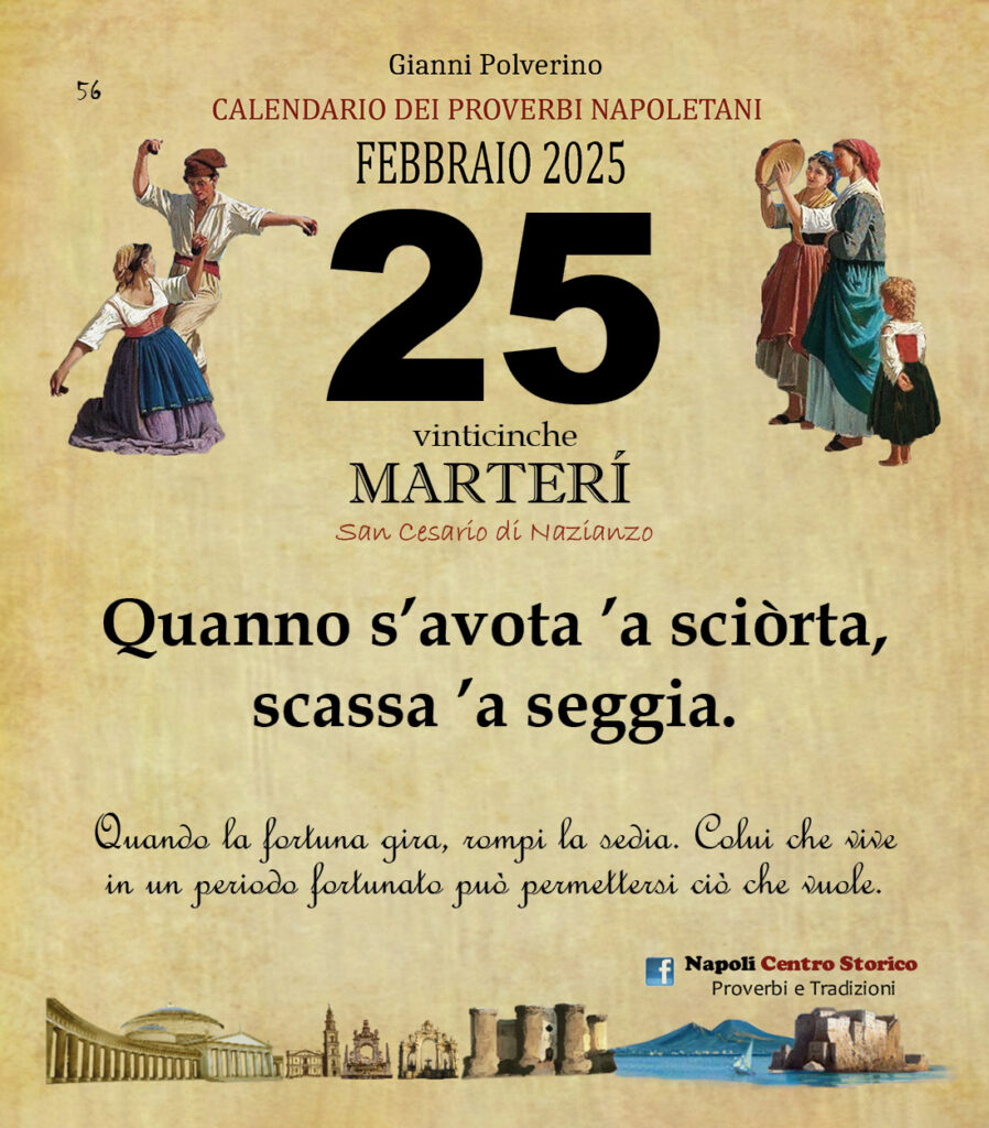 O PRUVERBIO D O JUORNO. Martedì 25 febbraio 2025