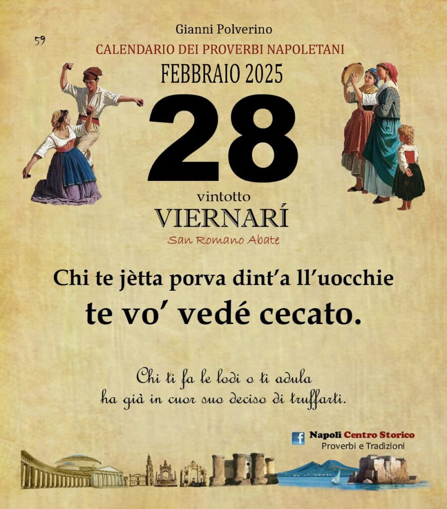 O PRUVERBIO D O JUORNO. Venerdì 28 febbraio 2025