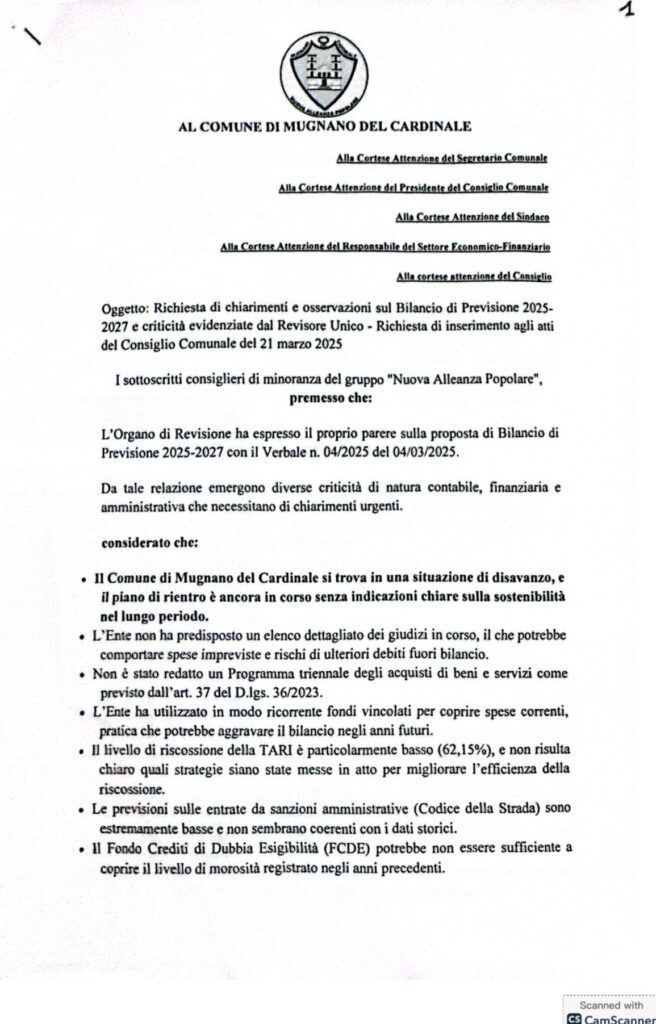 MUGNANO DEL CARDINALE. “OPERAZIONE VERITÀ”. La replica del gruppo consiliare Nuova Alleanza Popolare