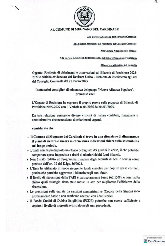 MUGNANO DEL CARDINALE. “OPERAZIONE VERITÀ”. La replica del gruppo consiliare Nuova Alleanza Popolare