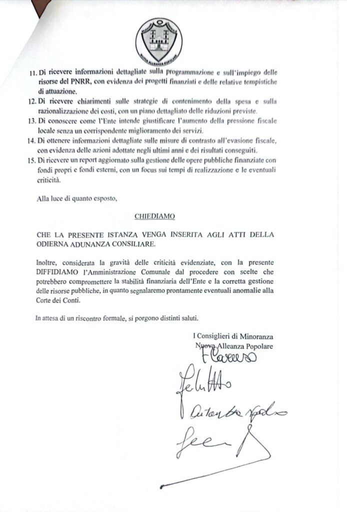 MUGNANO DEL CARDINALE. “OPERAZIONE VERITÀ”. La replica del gruppo consiliare Nuova Alleanza Popolare