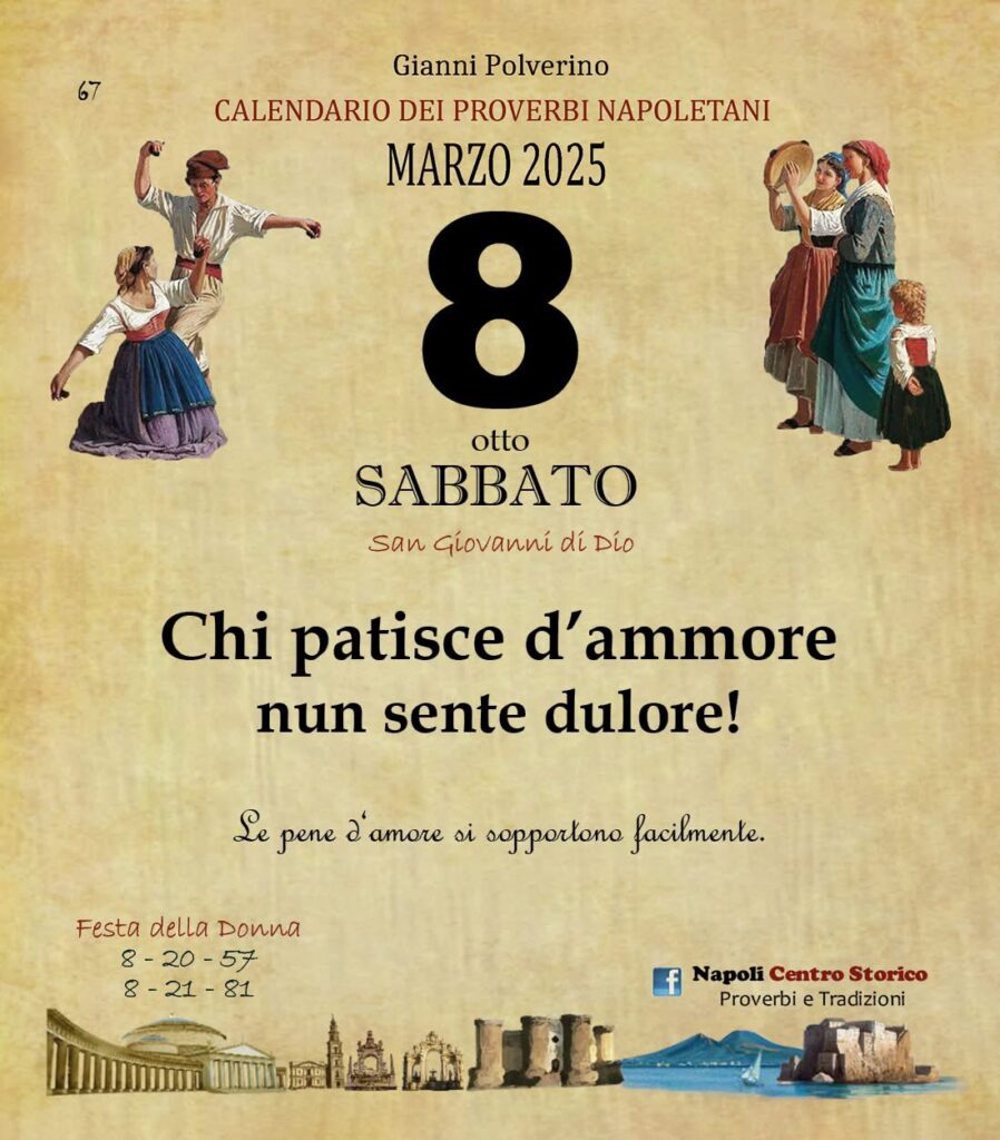 O PRUVERBIO D O JUORNO. Sabato 8 marzo 2025