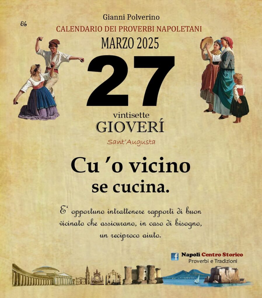 O PRUVERBIO D O JUORNO. Giovedì 27 marzo 2025