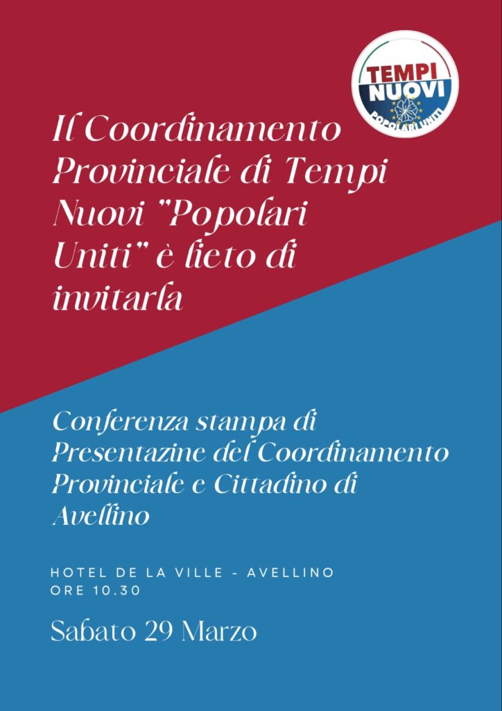 Conferenza stampa del Coordinamento Provinciale di Tempi Nuovi Popolari Uniti ad Avellino