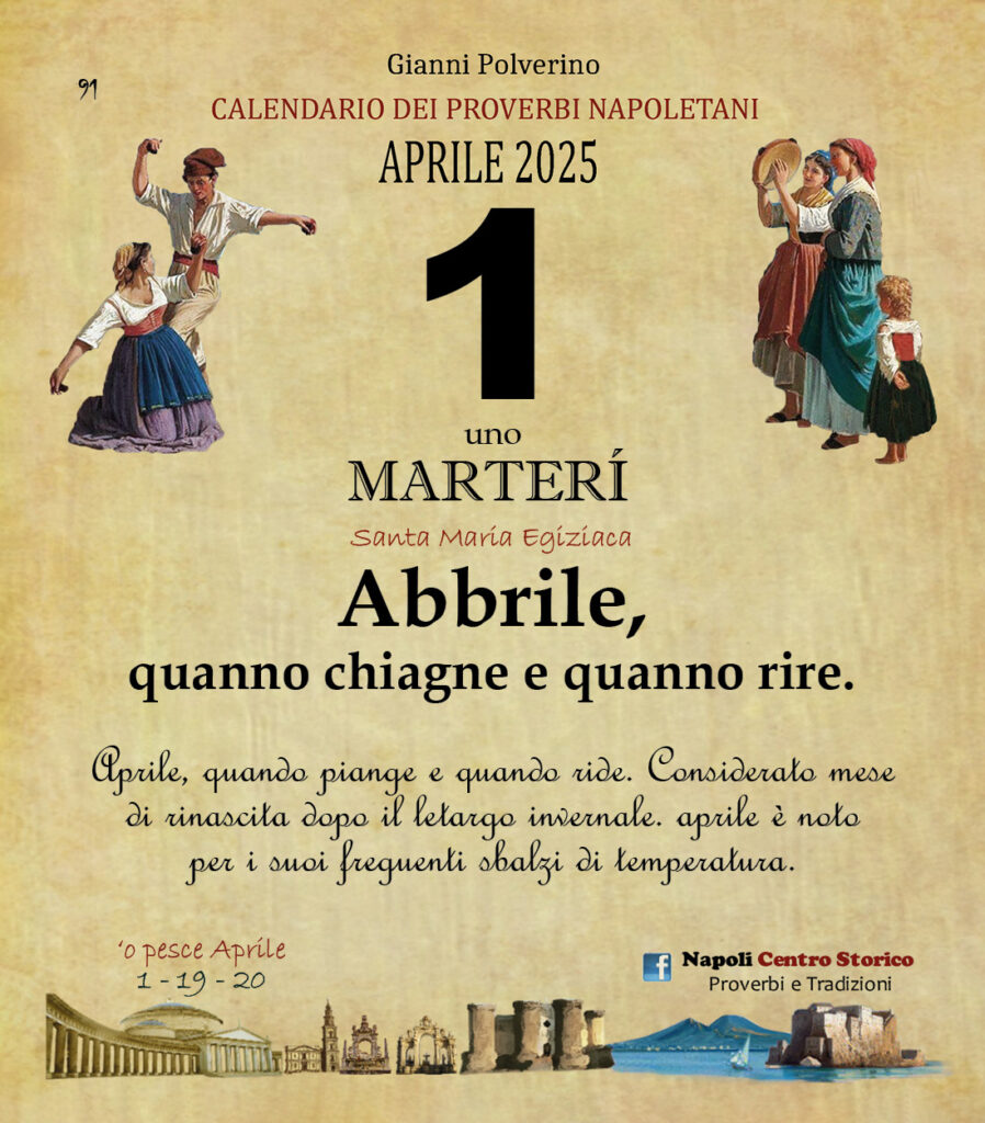 O PRUVERBIO D O JUORNO. Martedì 1 aprile 2025