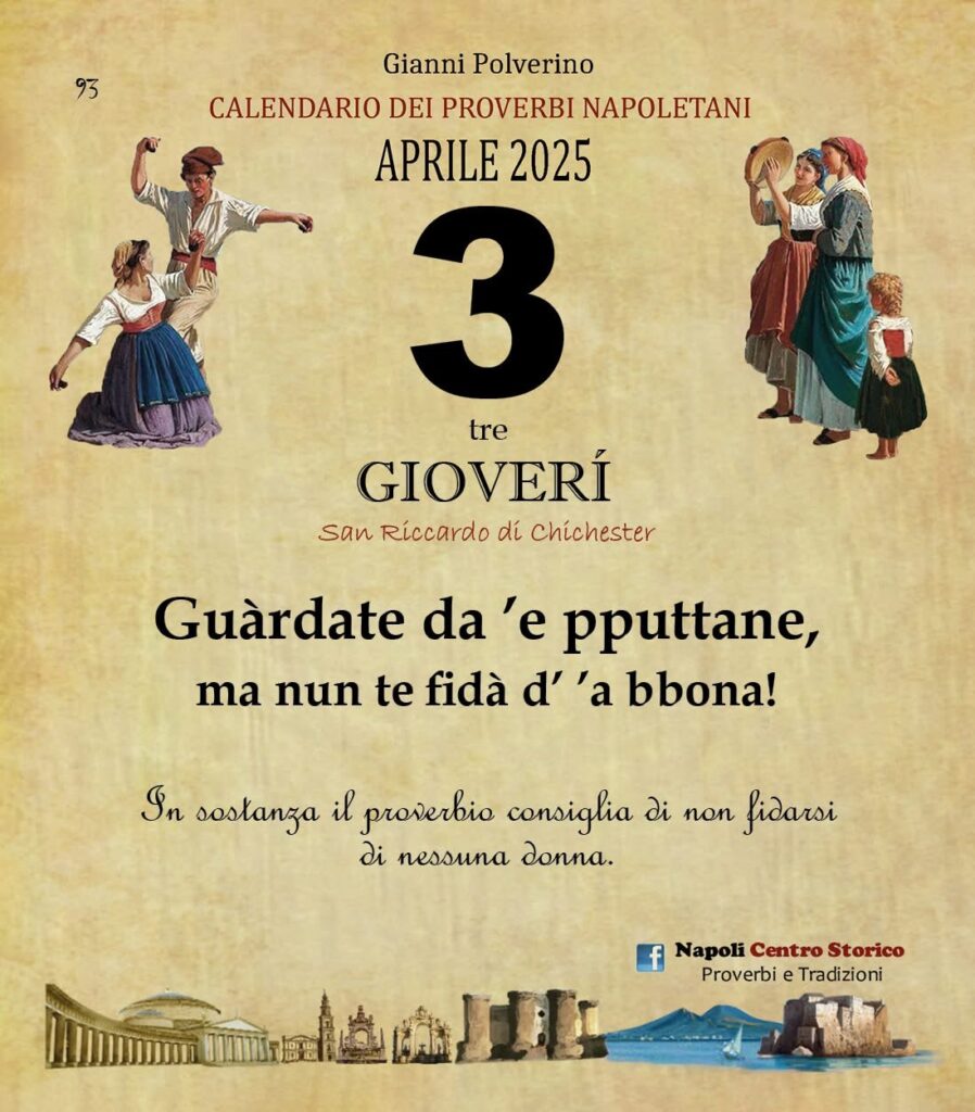 O PRUVERBIO D O JUORNO. Giovedì 3 aprile 2025