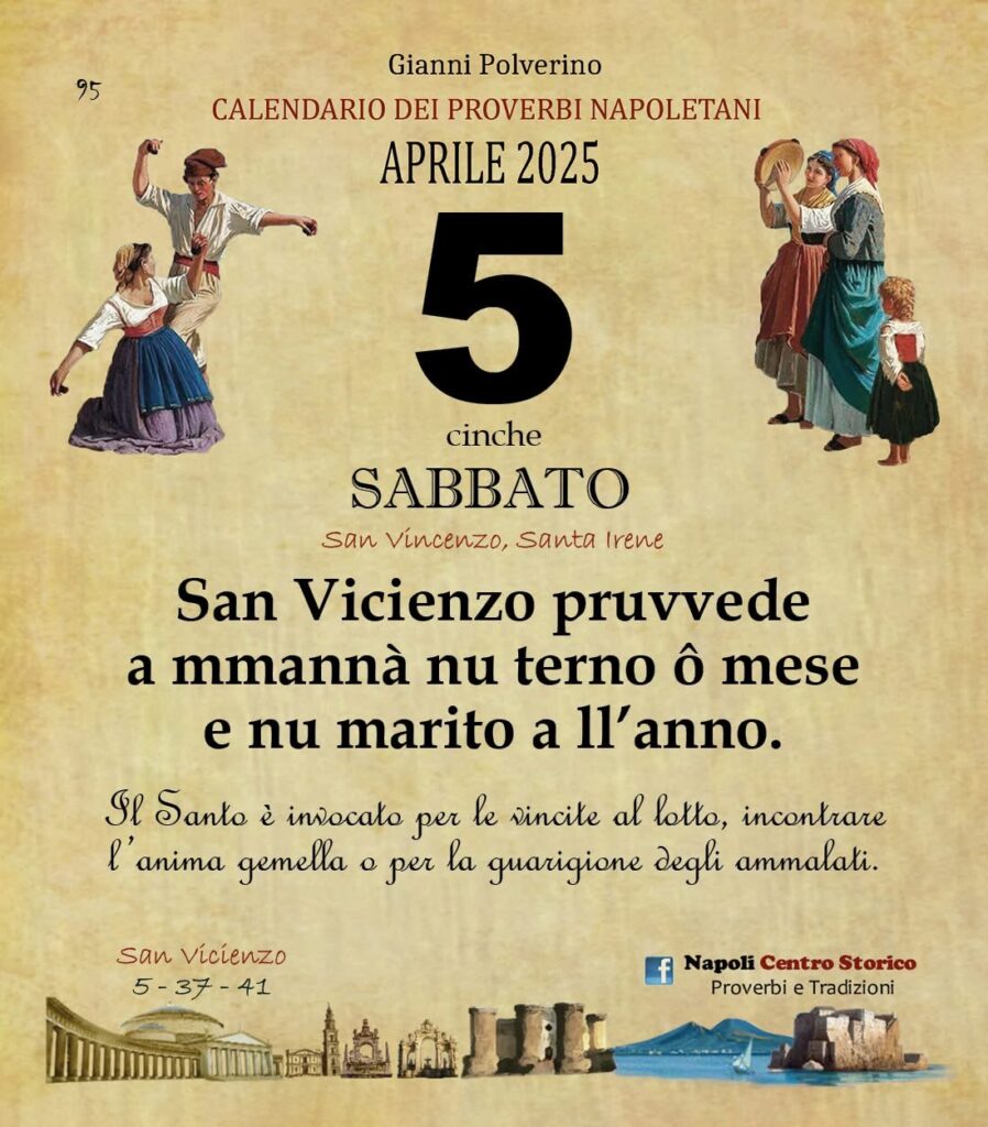 O PRUVERBIO D O JUORNO. Sabato 5 aprile 2025