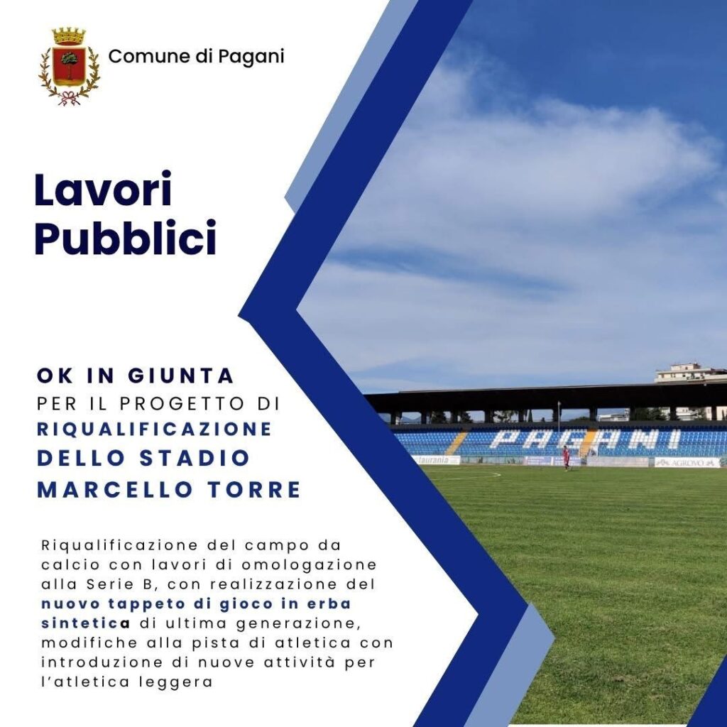 Paganese, al via la riqualificazione dello stadio Marcello Torre: in arrivo campo in sintetico e spazi per l’atletica