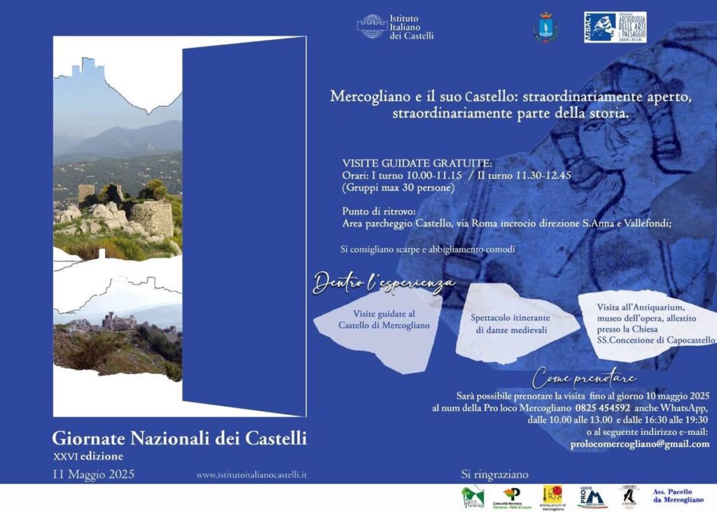 Il Castello di Mercogliano apre per la prima volta al pubblico: visita straordinaria l’11 maggio per la XXVI Giornata Nazionale dei Castelli