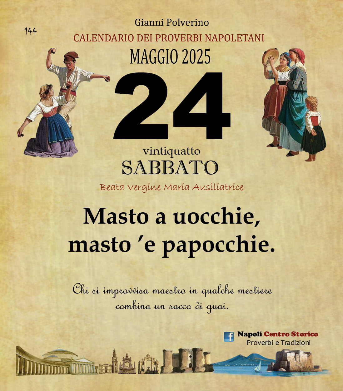 O PRUVERBIO D O JUORNO . Sabato 24 maggio 2025