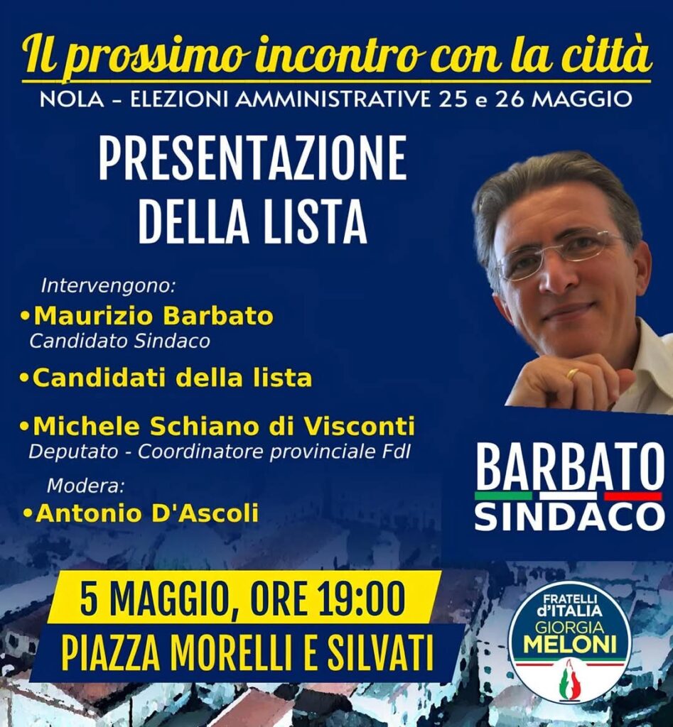 NOLA. Maurizio Barbato presenta la sua lista  in vista delle elezioni amministrative