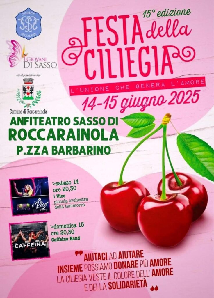 La ciliegia veste il colore dell’amore: a Roccarainola torna la Festa della Ciliegia il 14 e 15 giugno