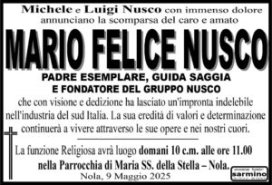 Lutto nel mondo dell’imprenditoria napoletana: è morto Mario Felice Nusco, figura di spicco dell’industria del Mezzogiorno