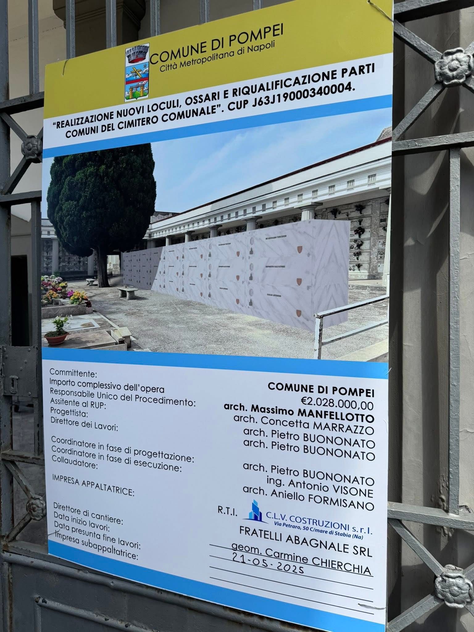 Pompei, al via i lavori al Cimitero Comunale: più spazi, decoro e rispetto(Foto)