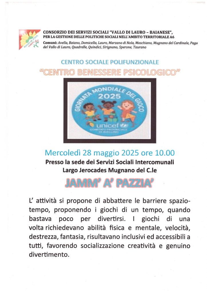 Mugnano del Cardinale celebra la Giornata Mondiale del Gioco 2025 con una festa all’insegna della tradizione e dell’inclusione.