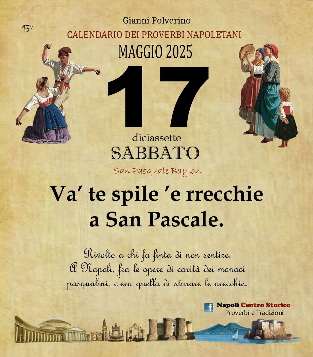 O PRUVERBIO D O JUORNO. Sabato 17 maggio 2025